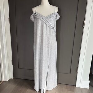 Alexa B Nites Elegant Strapless Silver Evening Dress